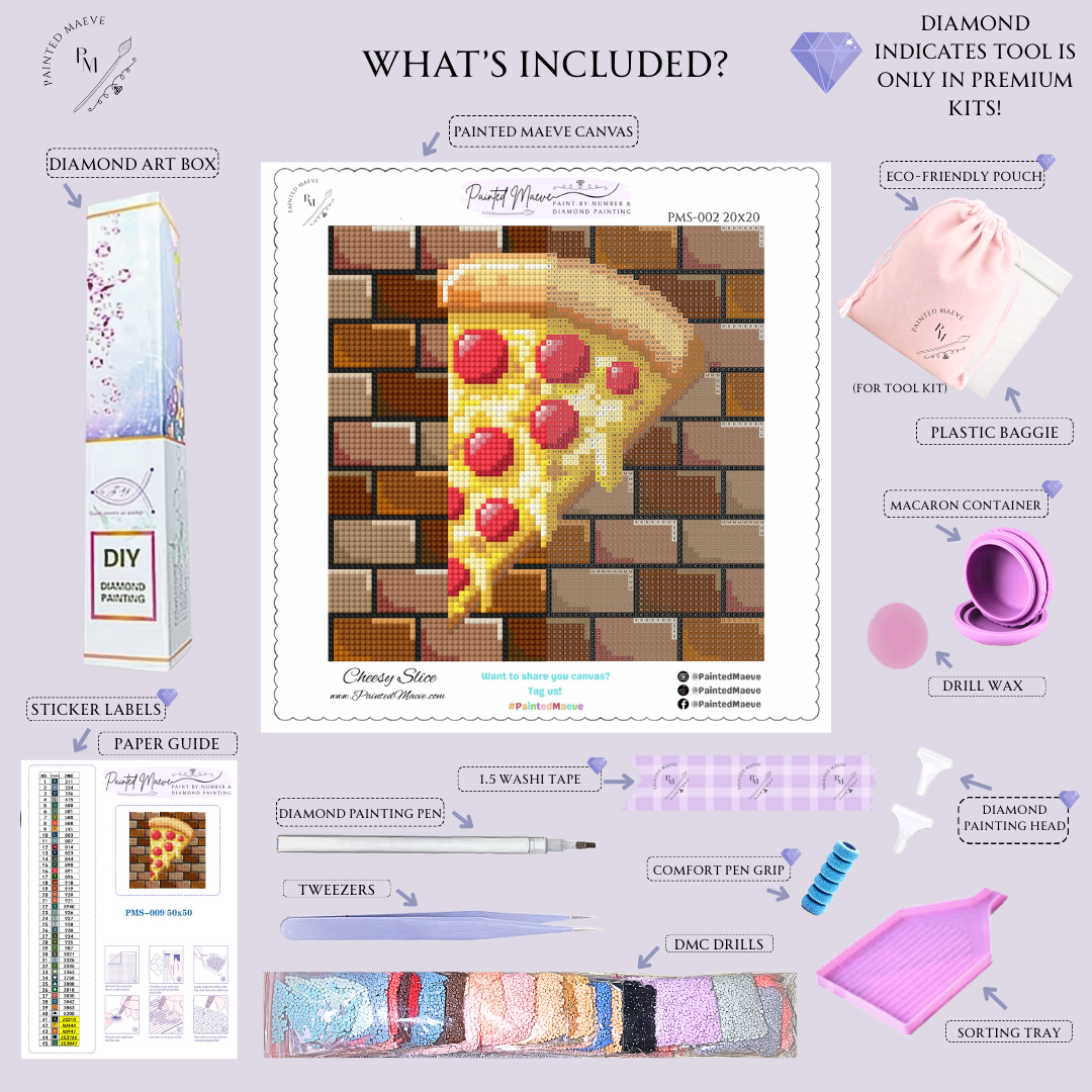 Cheesy Slice: MINI Hand-Rendered Diamond Painting Collection