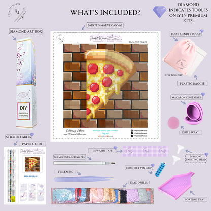 Cheesy Slice: MINI Hand-Rendered Diamond Painting Collection