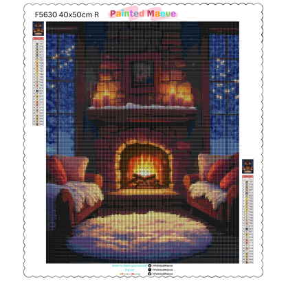 Snowy Fireplace: Diamond Painting Christmas Collection