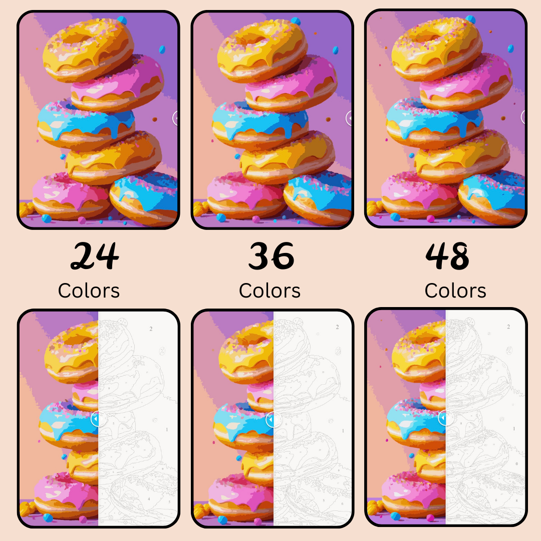 Donut Delight: Paint-by-Number Collection (24/36/48 colors | No Frame)