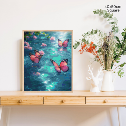 Delicate Blush Wings: Diamond Painting Collection