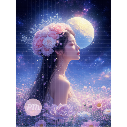 Moonlit Blossom Enchantress: Diamond Painting Collection