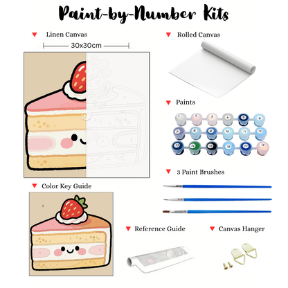 Strawberry Creme Cake: MINI Paint-by-Number Collection (24/36/48 colors | No Frame)