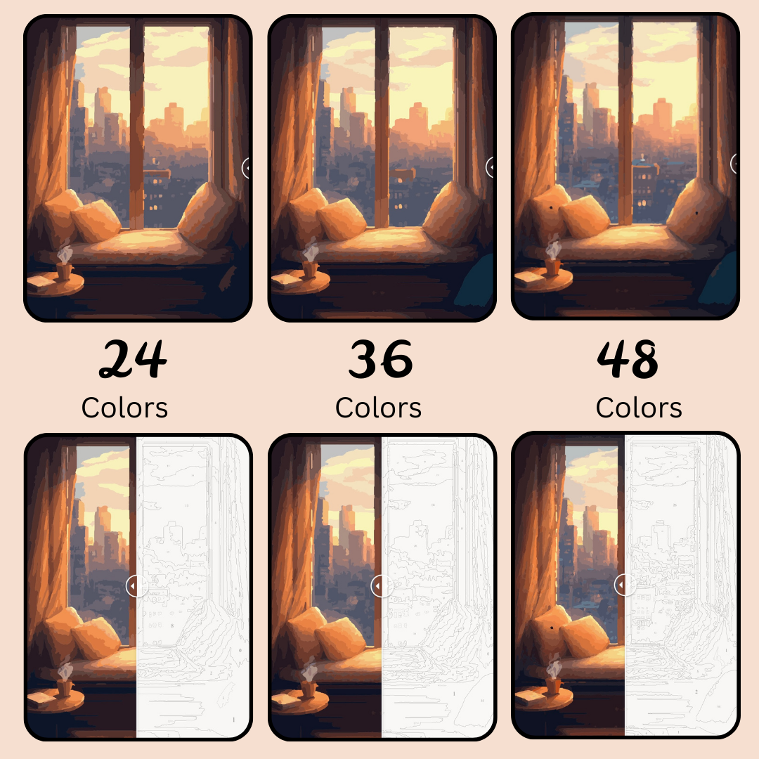 Windowsill Comfort: Paint-by-Number Collection (24/36/48 colors | No Frame)