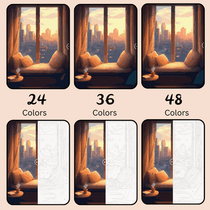 Windowsill Comfort: Paint-by-Number Collection (24/36/48 colors | No Frame)