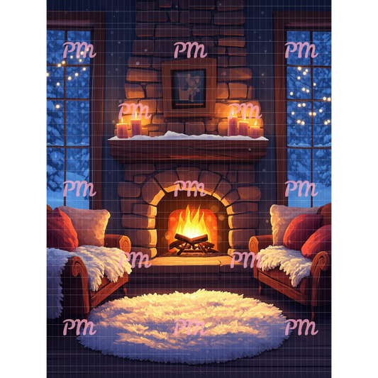 Snowy Fireplace: Paint-by-Number Christmas Collection (24/36/48 colors | No Frame)