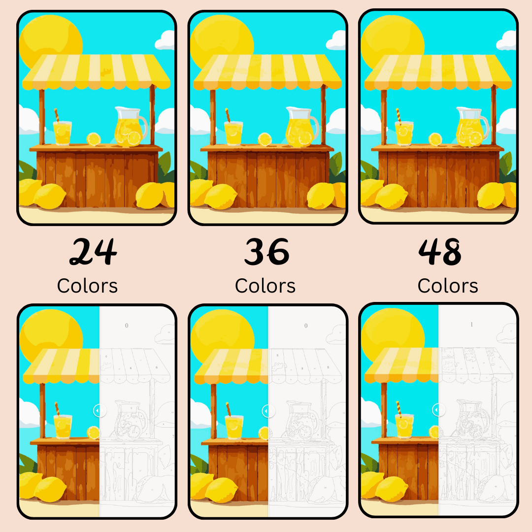 Lemonade Stand: Paint-by-Number Collection (24/36/48 colors | No Frame)