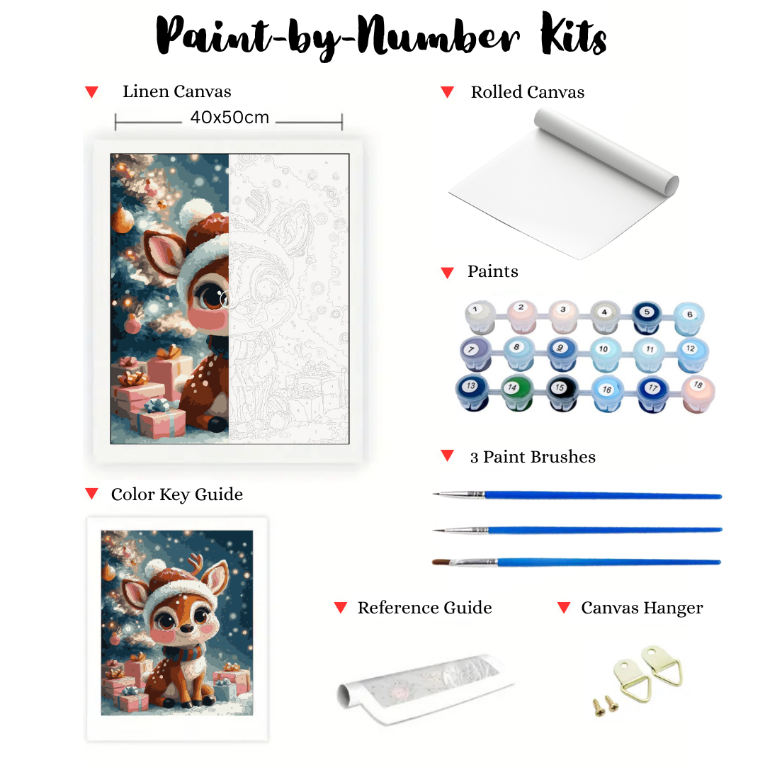 Gifts, Lights & Antlers: Paint-by-Number Christmas Collection (24/36/48 colors | No Frame)