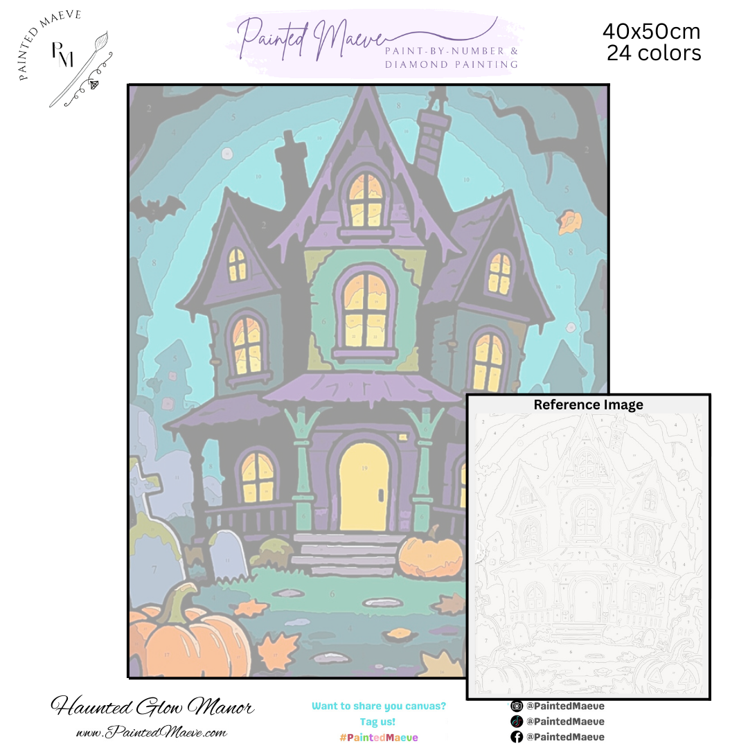 Haunted Glow Manor: Paint-by-Number Halloween Collection (24/36/48 colors | No Frame)
