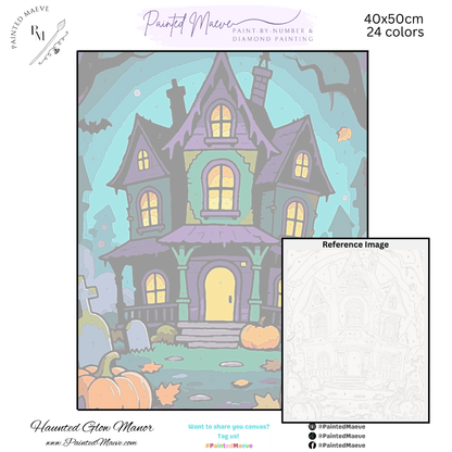 Haunted Glow Manor: Paint-by-Number Halloween Collection (24/36/48 colors | No Frame)