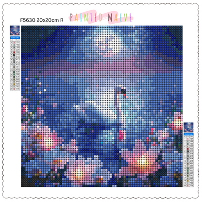 Moonlit Swan Serenity: Diamond Painting Collection