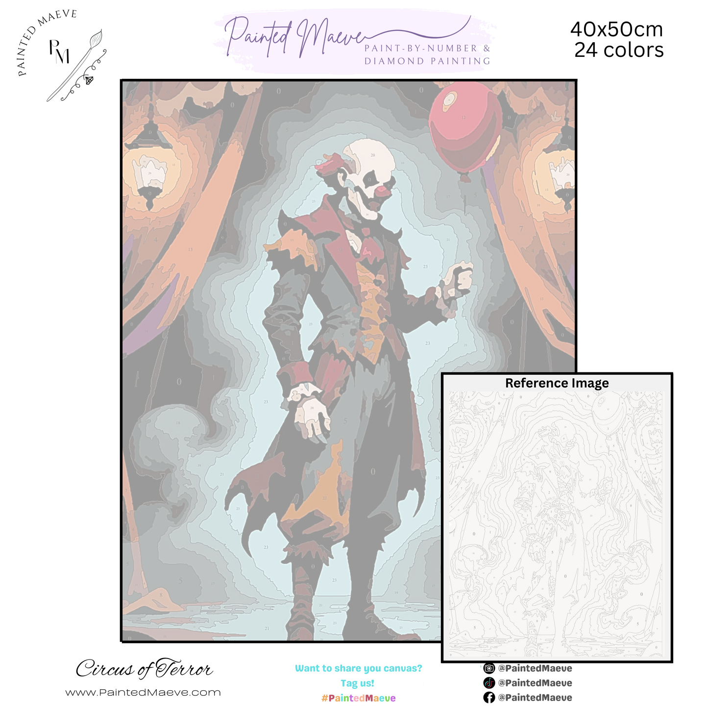 Circus of Terror: Paint-by-Number Halloween Collection (24/36/48 colors | No Frame)