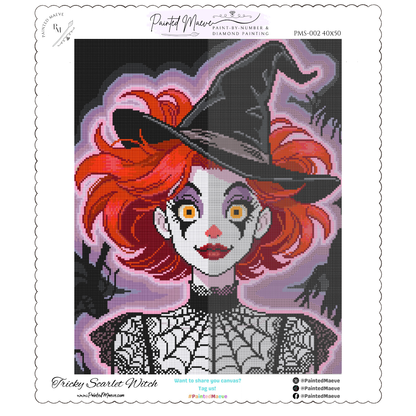 Tricky Scarlet Witch: Hand-Rendered Diamond Painting Halloween Collection
