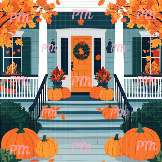 Pumpkin Porch Gathering: Hand-Rendered Diamond Painting Halloween Collection