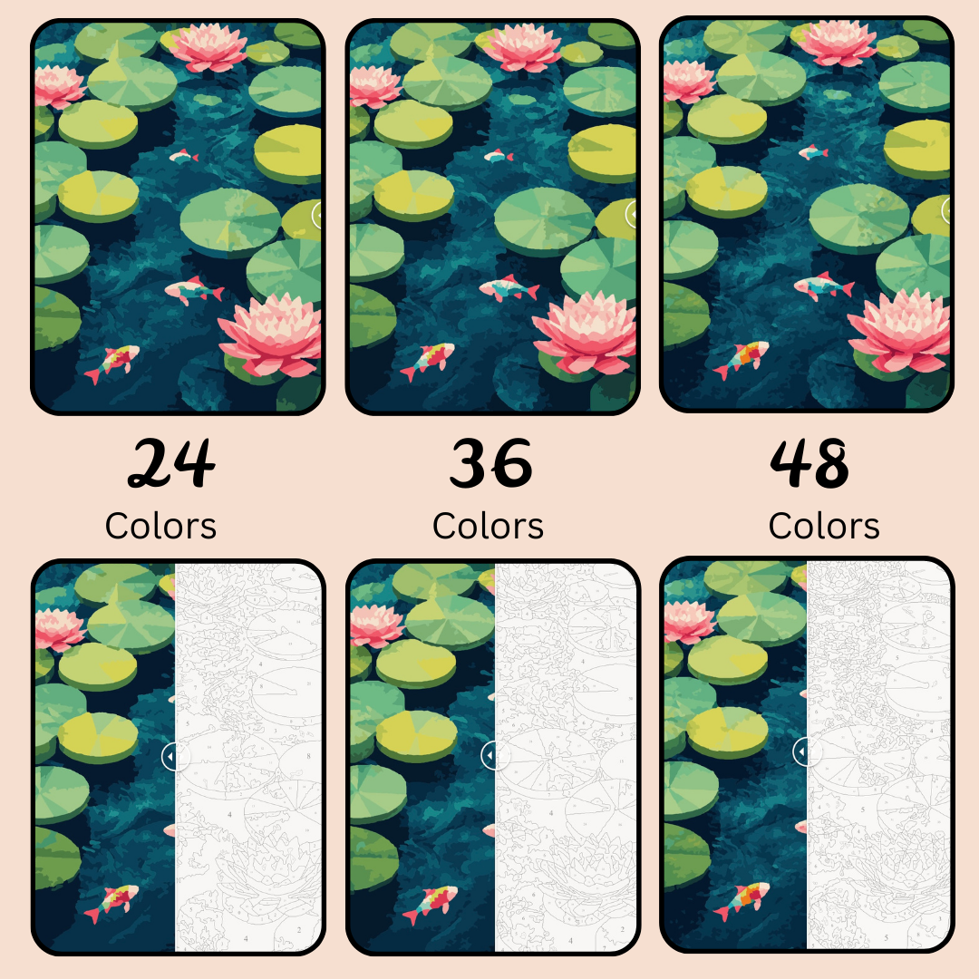 Lotus Pond: Paint-by-Number Collection (24/36/48 colors | No Frame)