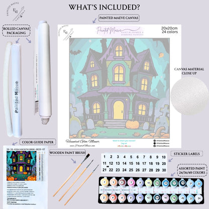 Haunted Glow Manor: Paint-by-Number Halloween Collection (24/36/48 colors | No Frame)