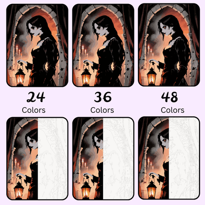 Crimson Hour Shadows: Paint-by-Number Halloween Collection (24/36/48 colors | No Frame)