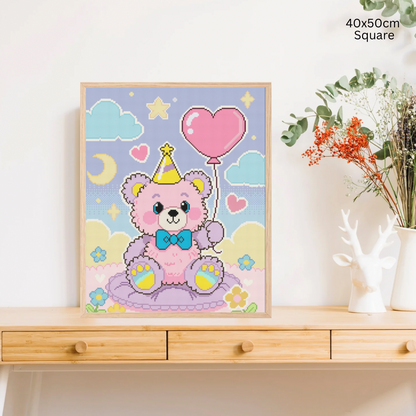 Party Teddy: Hand-Rendered Diamond Painting Collection