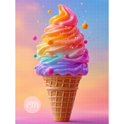 Rainbow Ice Cream: Paint-by-Number Collection (24/36/48 colors | No Frame)