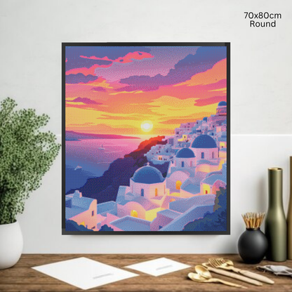 Sunset Over Santorini: Diamond Painting Collection