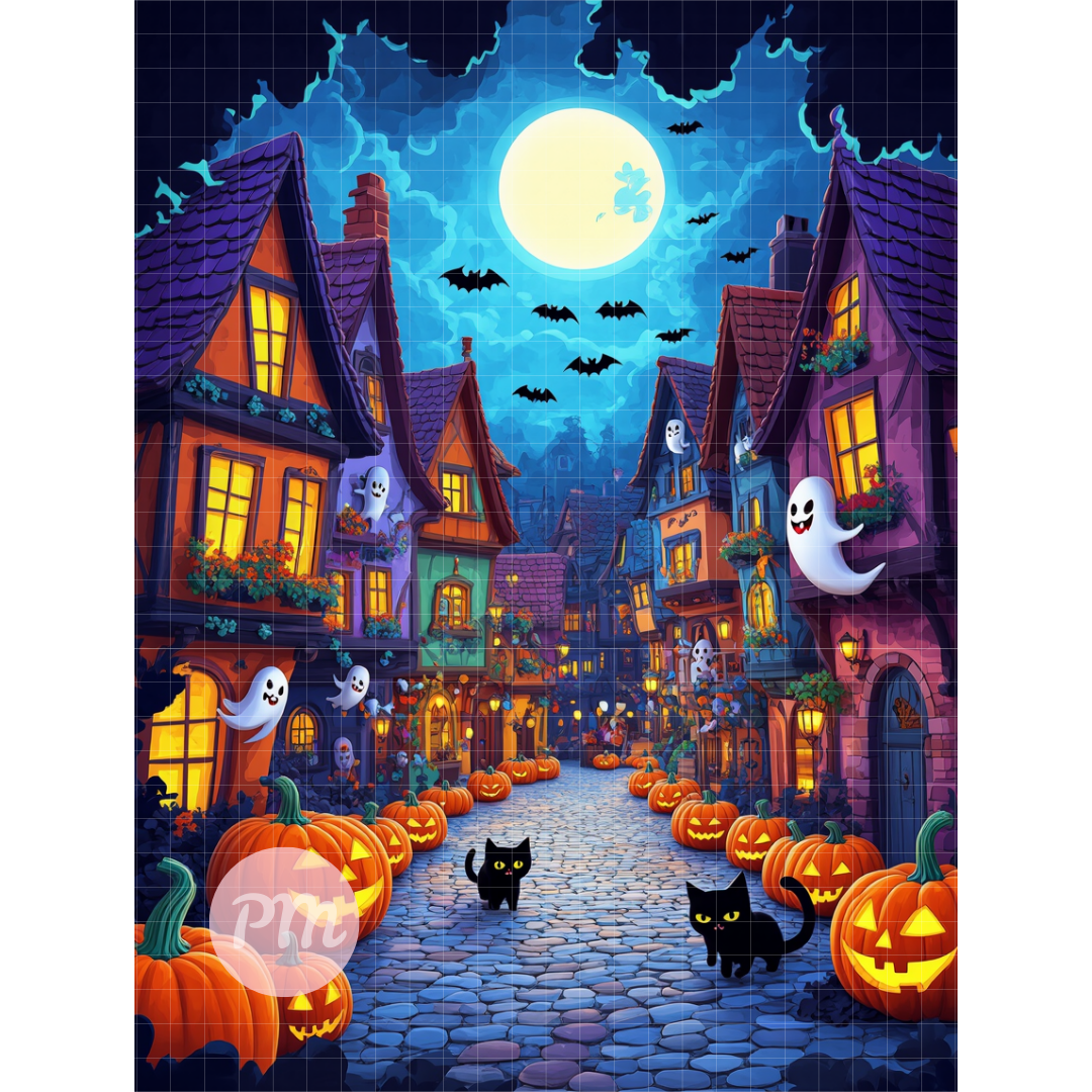 Town of Halloween: Paint-by-Number Halloween Collection (24/36/48 colors | No Frame)