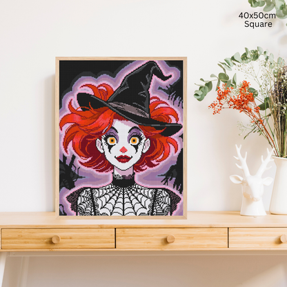 Tricky Scarlet Witch: Hand-Rendered Diamond Painting Halloween Collection