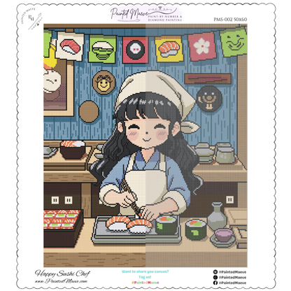 Happy Sushi Chef: Hand-Rendered Diamond Painting Collection