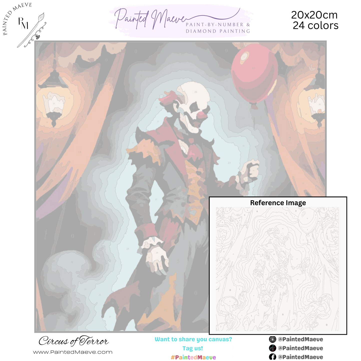 Circus of Terror: Paint-by-Number Halloween Collection (24/36/48 colors | No Frame)