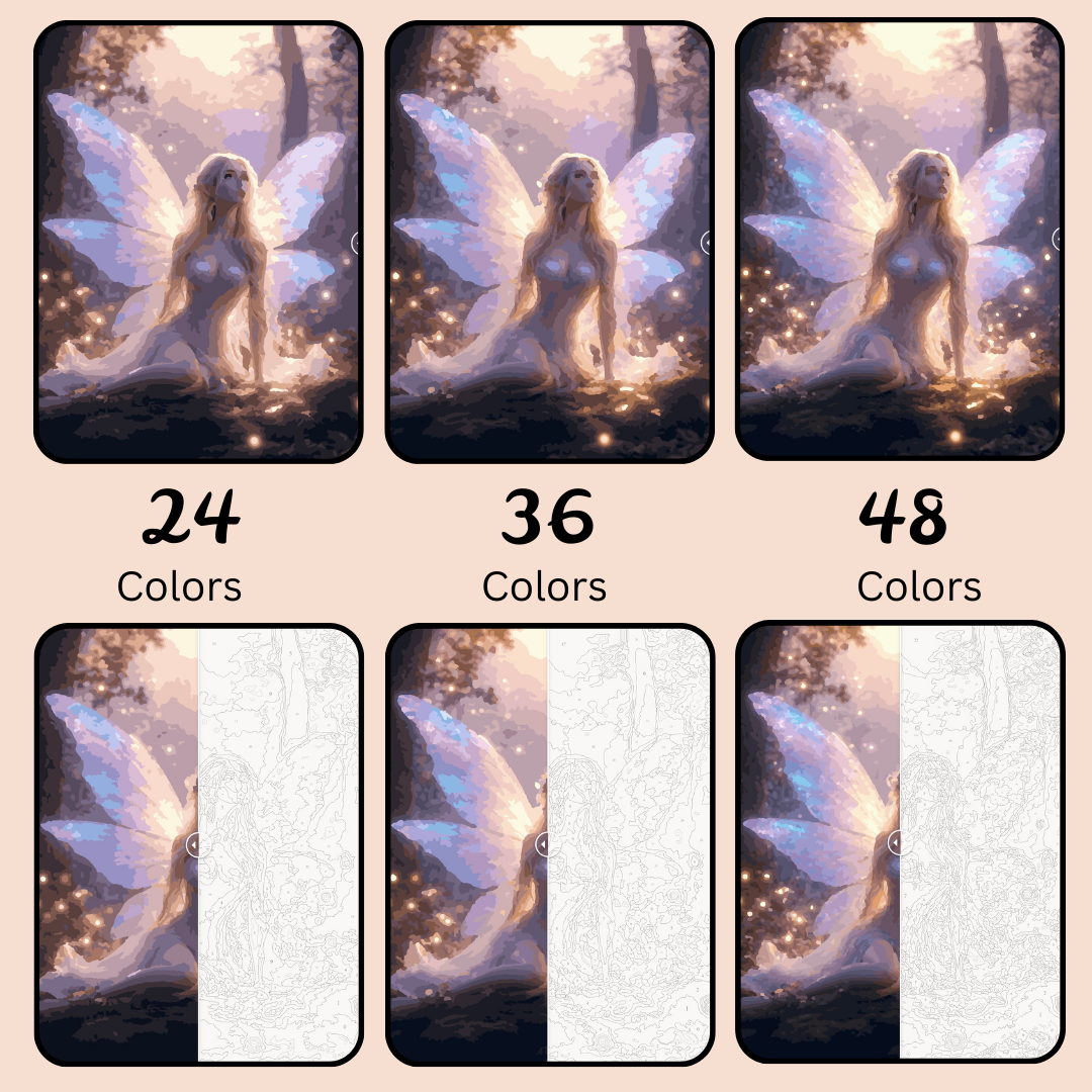 Enchanted Fairy Wings: Paint-by-Number Collection (24/36/48 colors | No Frame)