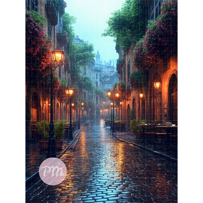 Rainy Night Stroll: Paint-by-Number Collection (24/36/48 colors | No Frame)