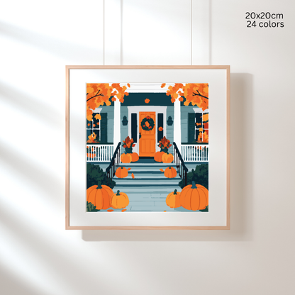 Pumpkin Porch Gathering: Paint-by-Number Halloween Collection (24/36/48 colors | No Frame)