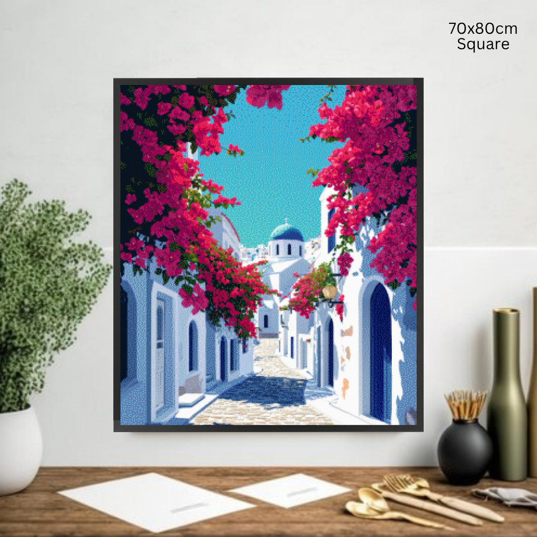 Santorini Serenity: Diamond Painting Collection