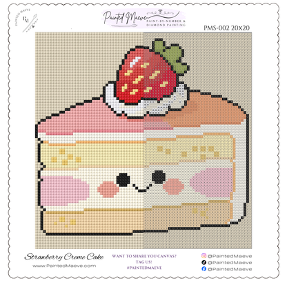 Strawberry Créme Cake: MINI Hand-Rendered Diamond Painting Collection