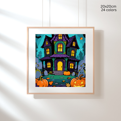 Haunted Glow Manor: Paint-by-Number Halloween Collection (24/36/48 colors | No Frame)