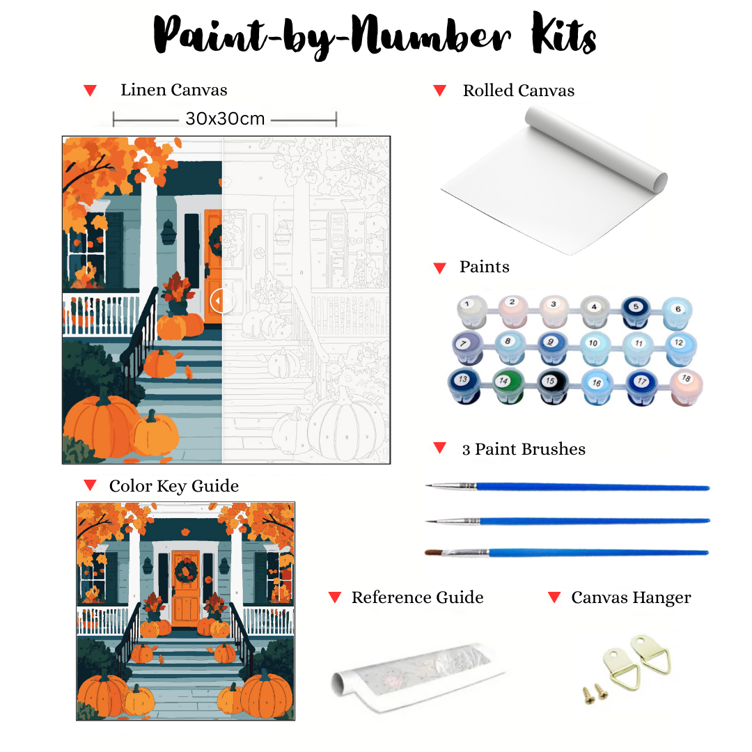 Pumpkin Porch Gathering: Paint-by-Number Halloween Collection (24/36/48 colors | No Frame)