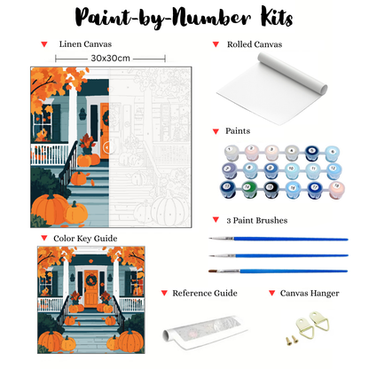 Pumpkin Porch Gathering: Paint-by-Number Halloween Collection (24/36/48 colors | No Frame)