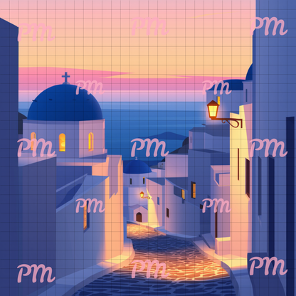 Road in Santorini: Paint-by-Number Collection (24/36/48 colors | No Frame)