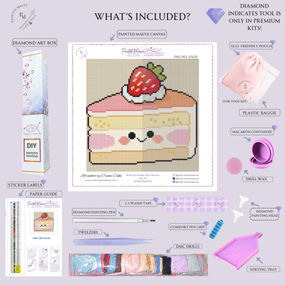 Strawberry Créme Cake: MINI Hand-Rendered Diamond Painting Collection