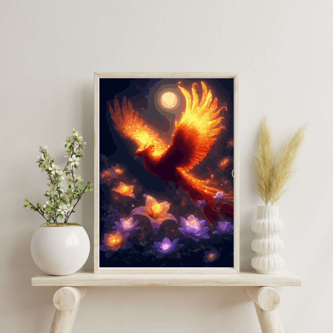 Golden Phoenix Glow: Paint-by-Number Collection (24/36/48 colors | No Frame)