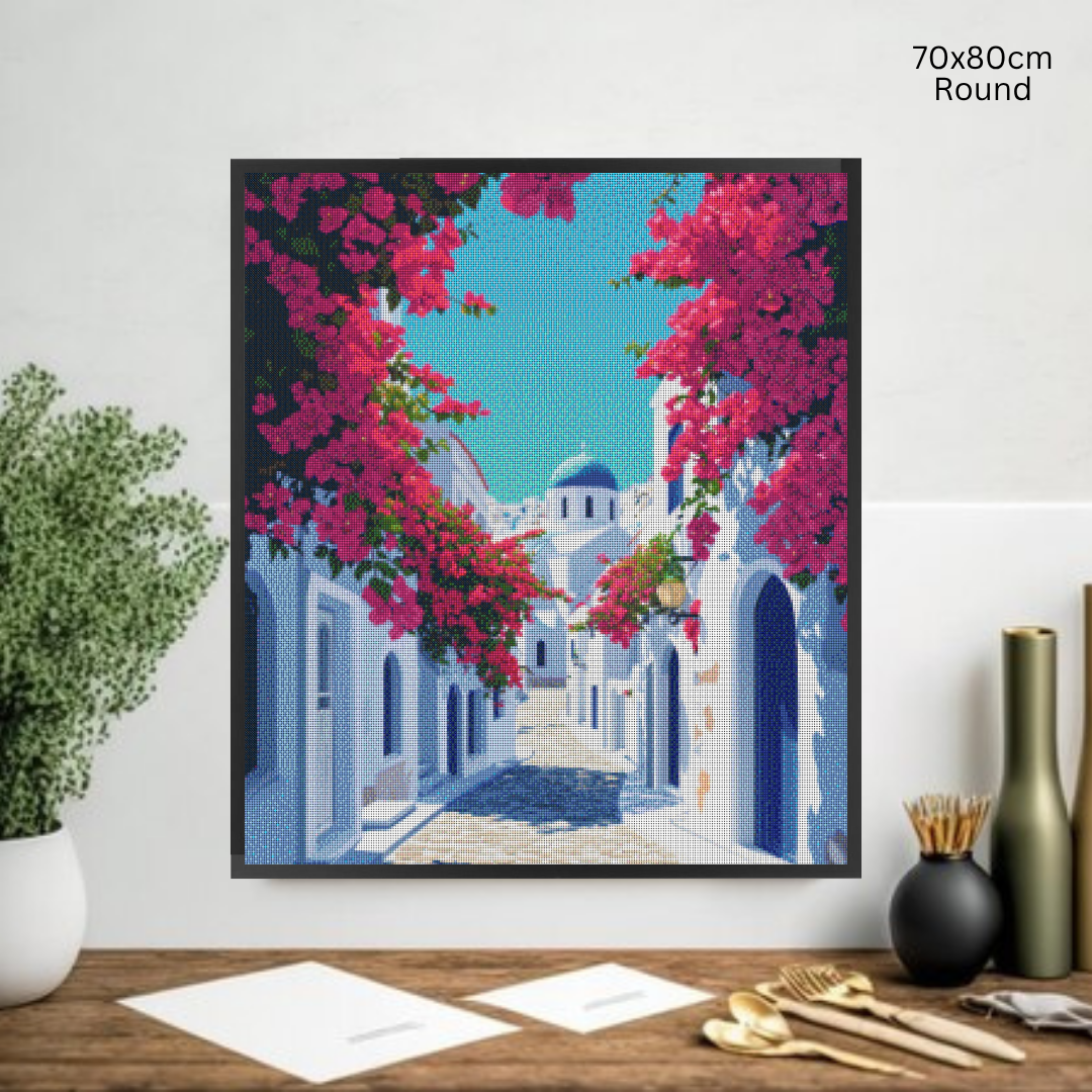 Santorini Serenity: Diamond Painting Collection