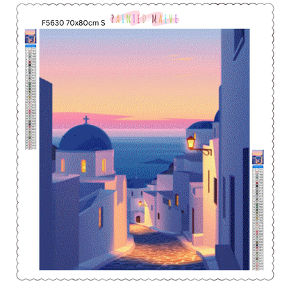 Road in Santorini: Diamond Painting Collection
