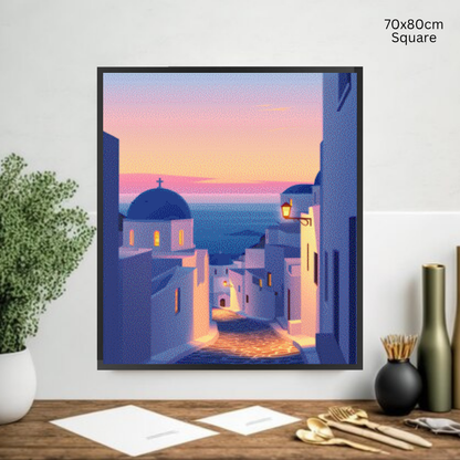 Road in Santorini: Diamond Painting Collection
