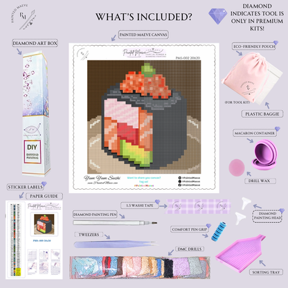 Yum Yum Sushi: MINI Hand-Rendered Diamond Painting Collection