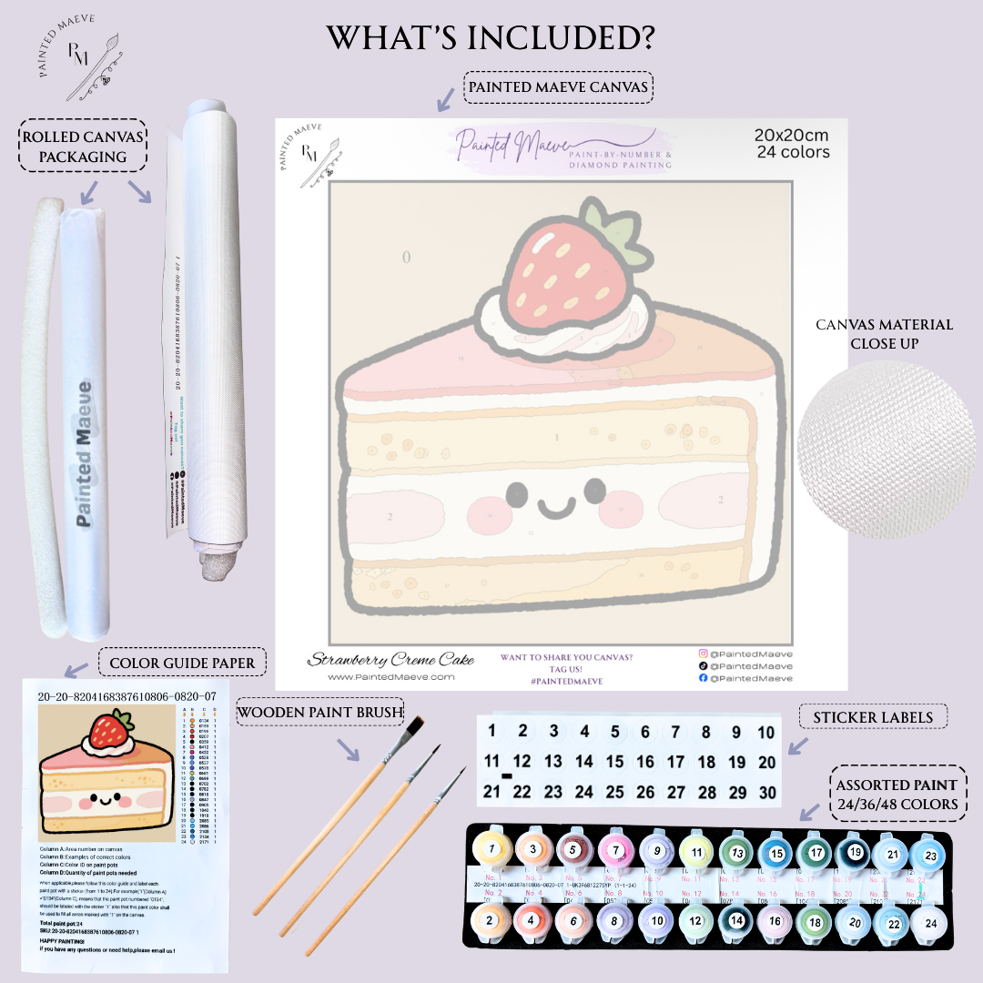 Strawberry Creme Cake: MINI Paint-by-Number Collection (24/36/48 colors | No Frame)