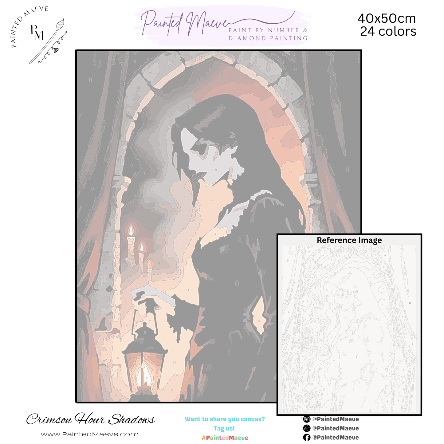 Crimson Hour Shadows: Paint-by-Number Halloween Collection (24/36/48 colors | No Frame)