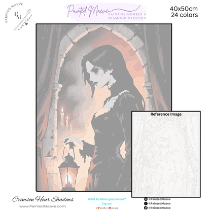 Crimson Hour Shadows: Paint-by-Number Halloween Collection (24/36/48 colors | No Frame)