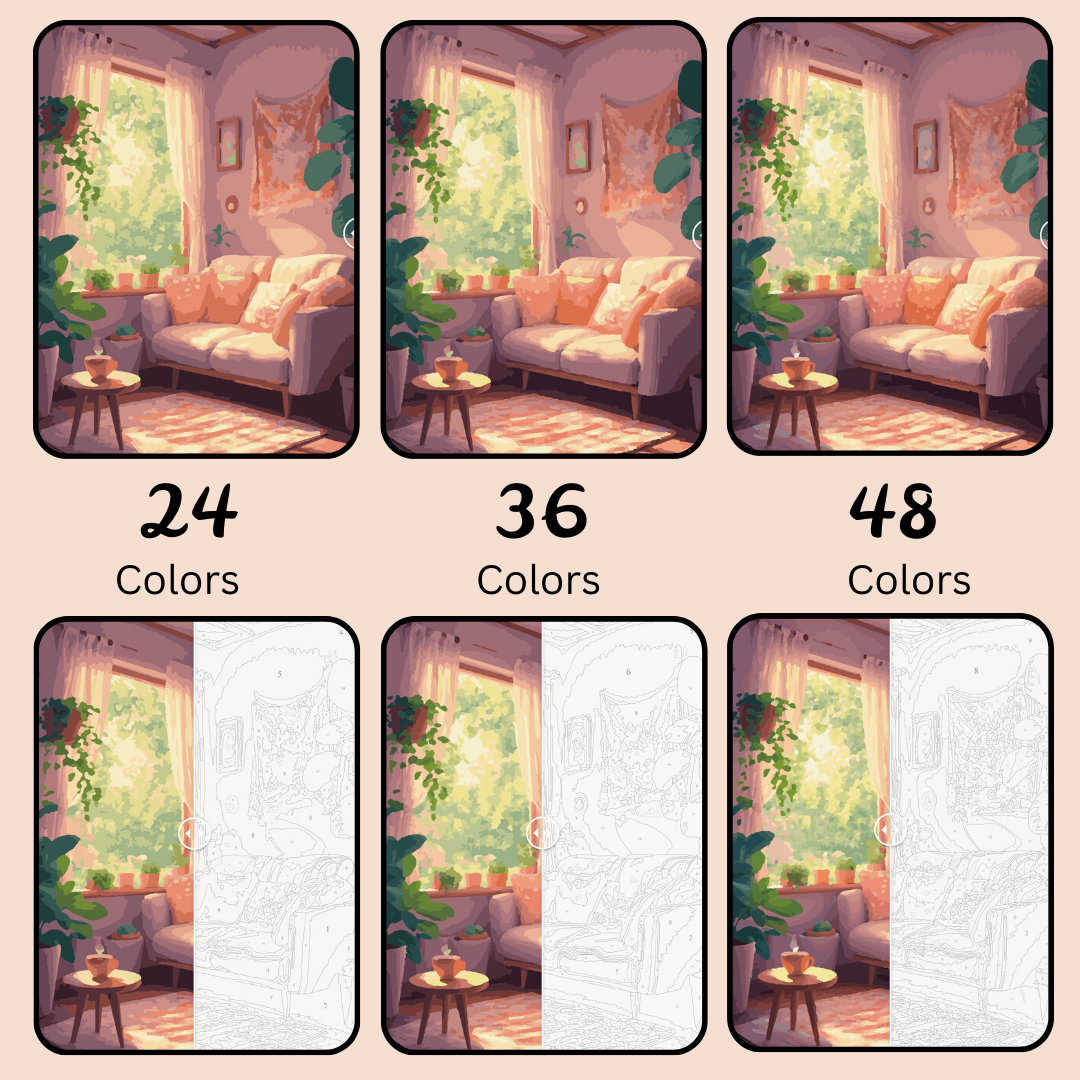 Sunlit Comfort: Paint-by-Number Collection (24/36/48 colors | No Frame)