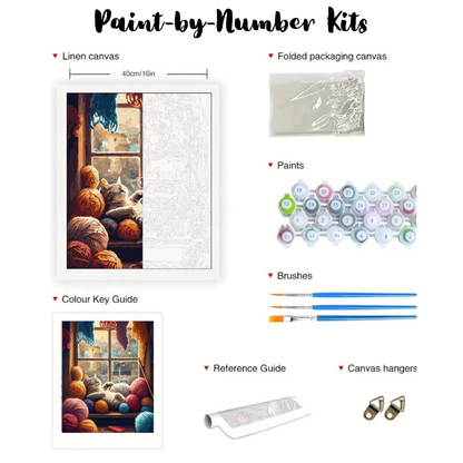 Cozy Whiskers & Warm Yarn: Paint-by-Number Collection (24/36/48 colors | No Frame)