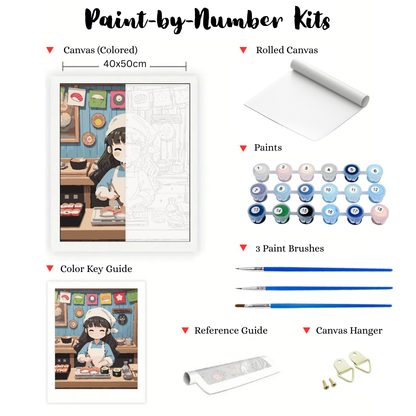 Happy Sushi Chef: Paint-by-Number Collection (24/36/48 colors | No Frame)