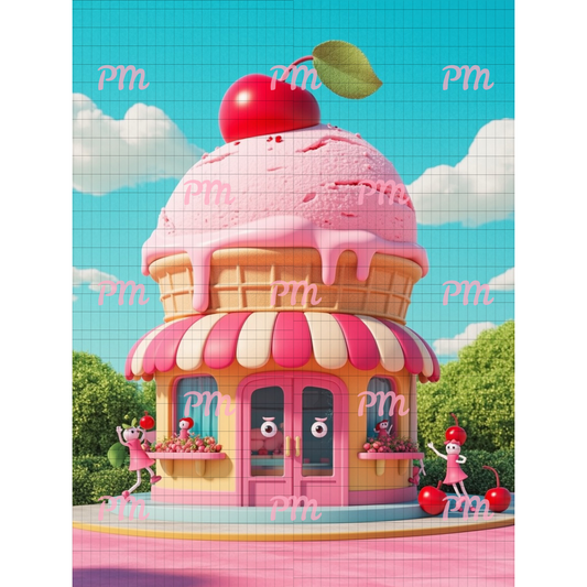 Strawberry Ice Cream Shop: Diamond Painting Collection
